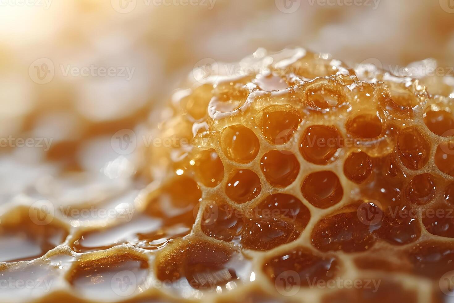 Honeycomb Close-Up Natural Sweetness and Golden Honey Texture for Organic Design photo