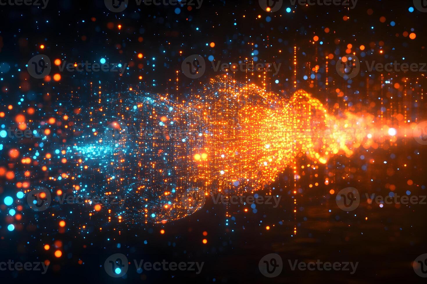Dynamic Abstract Particle Wave - Futuristic Digital Data Flow Concept photo