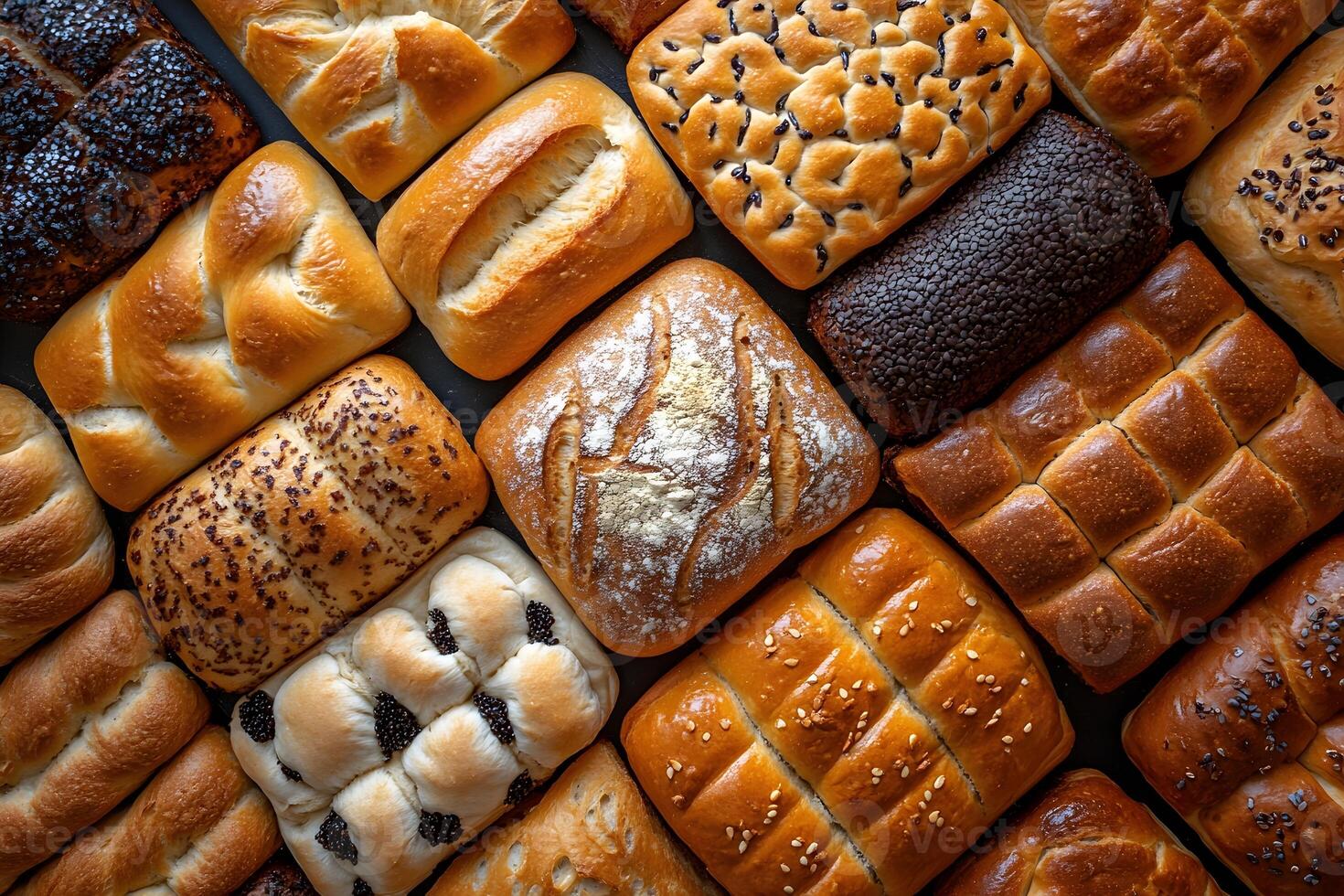 Assorted Artisan Bread Loaves Ideal for Bakery Displays and Culinary Art Design photo