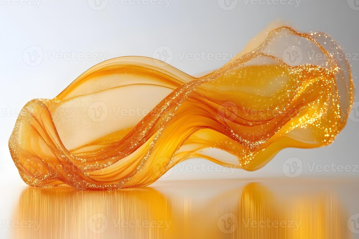 Abstract Golden Wave with Sparkling Glitter for Modern Decorative Design photo