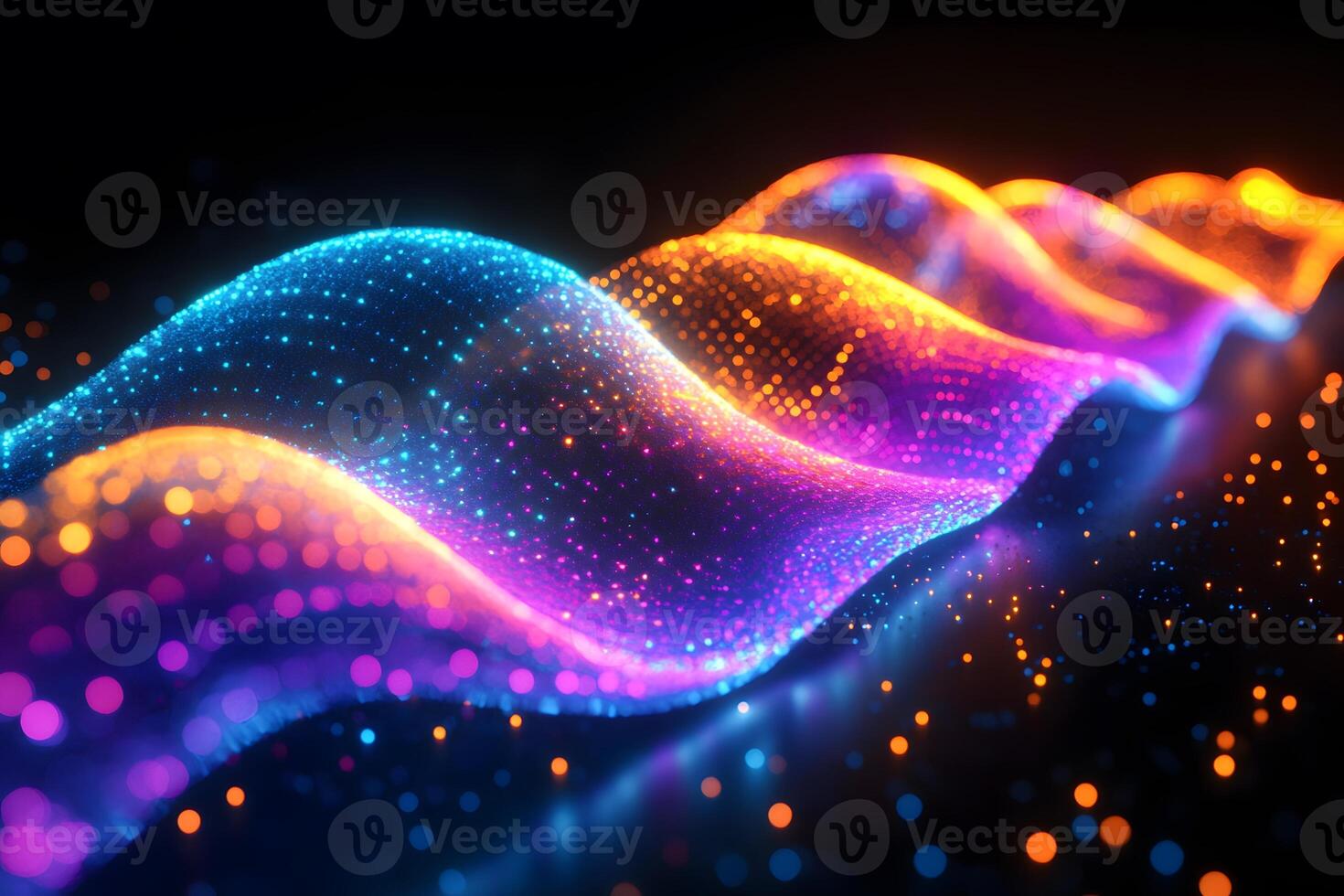 Vibrant Abstract Waveforms in Digital Art Highlighting Colorful Light Patterns photo