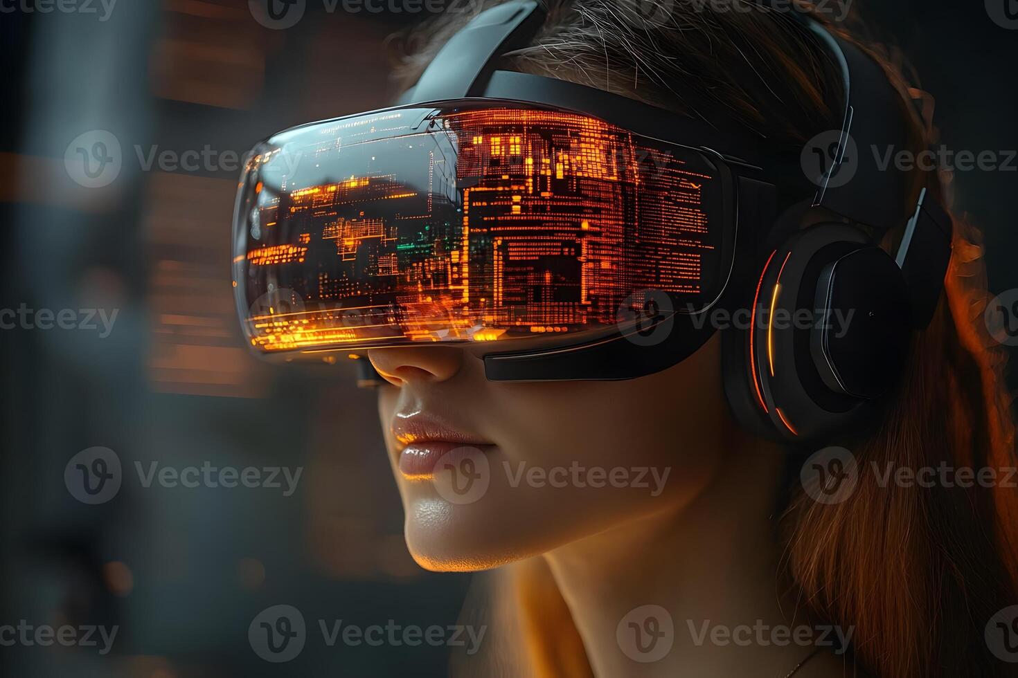 Immersive Technology Experience with Futuristic VR Headset for Augmented Reality Enthusiasts photo