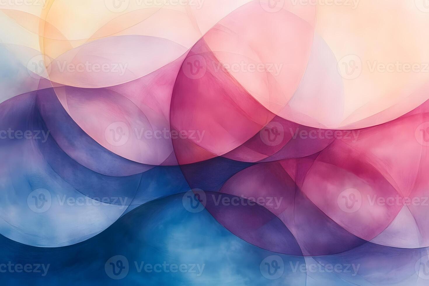 Abstract Colorful Overlapping Circles in Pink, Purple, and Blue Tones for Modern Art Prints photo