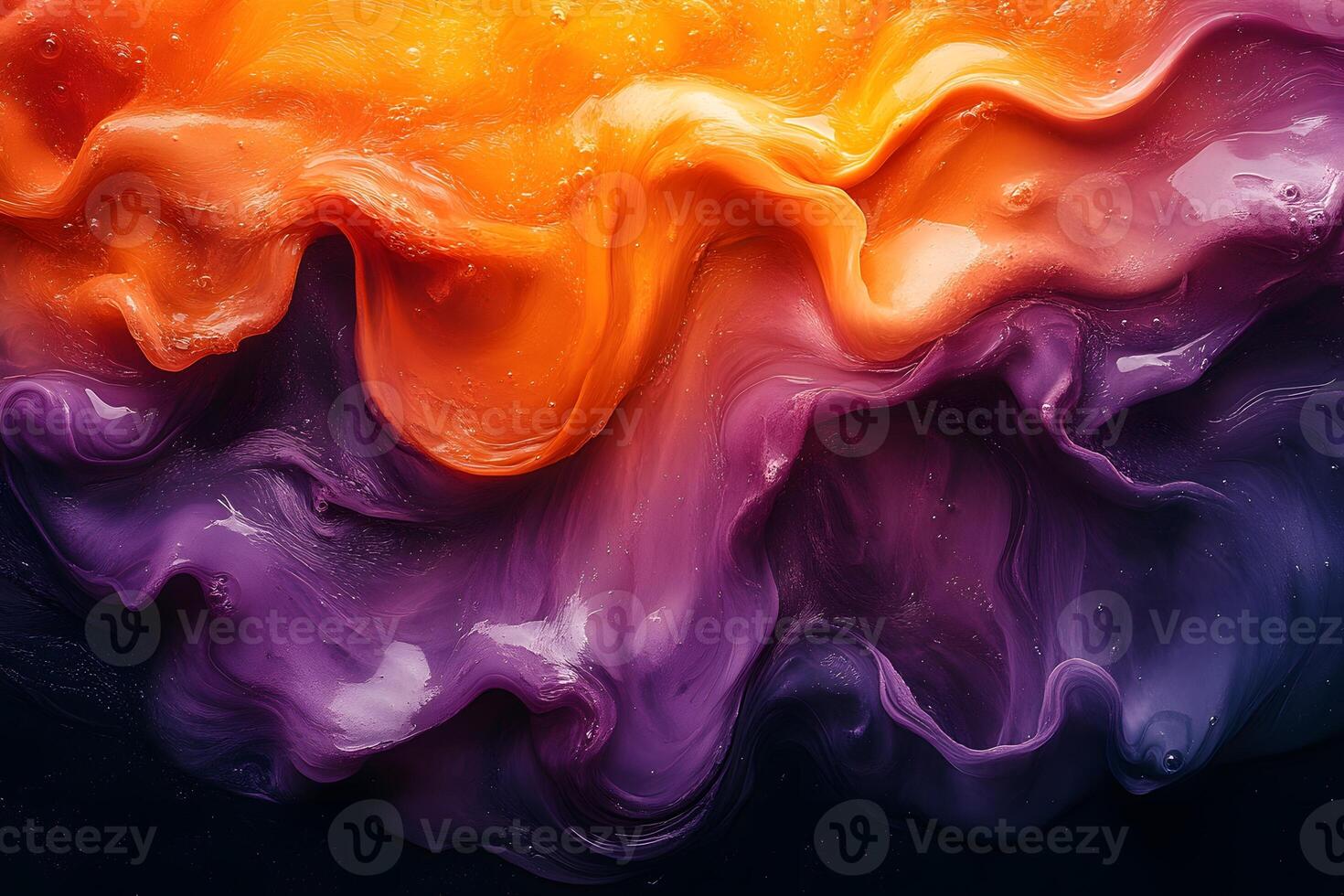 Vibrant Abstract Art Fluid Dynamics in Orange, Purple, and Yellow Swirls photo