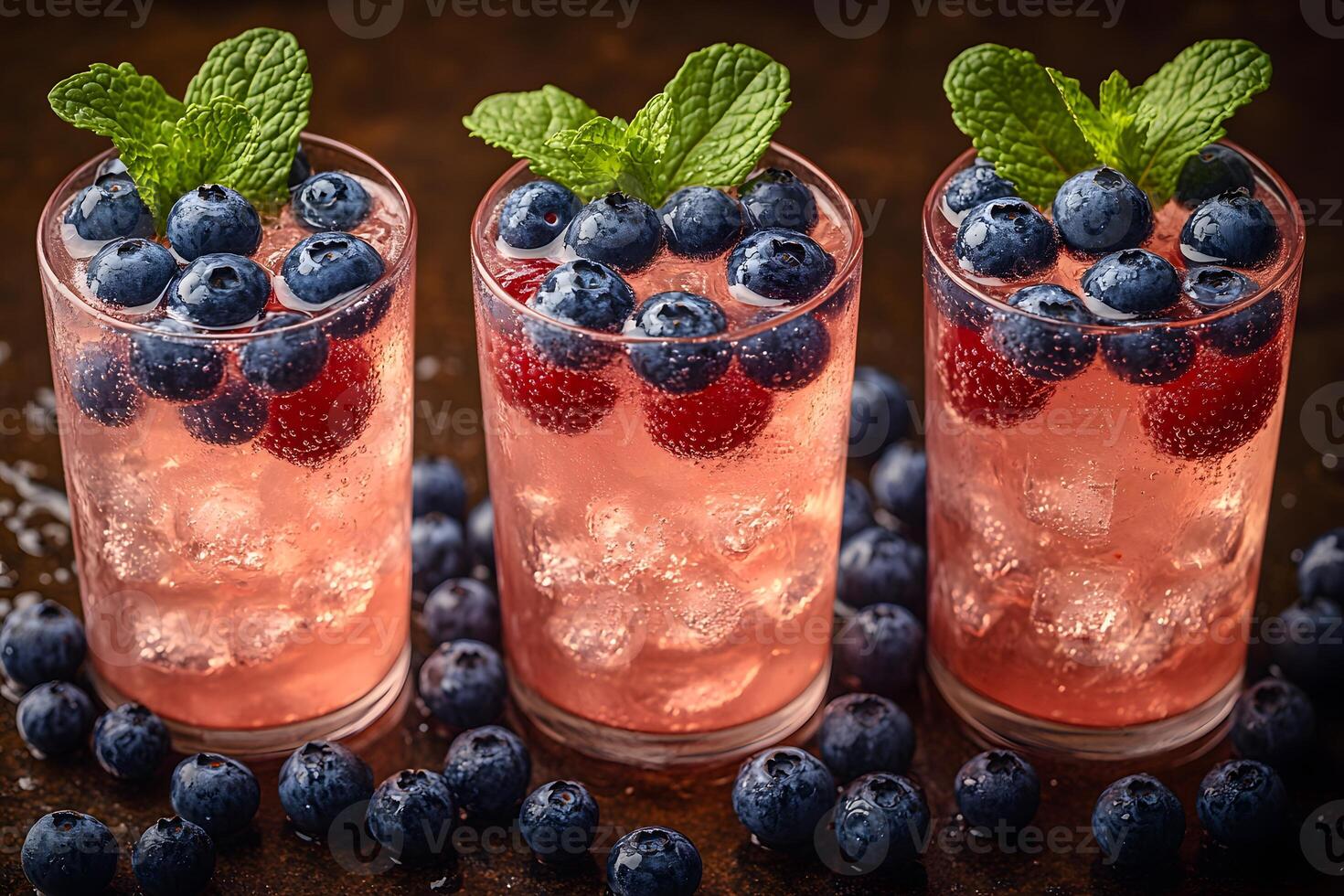 Refreshing Summer Berry Mocktail with Blueberries and Raspberries for Parties and Gatherings photo