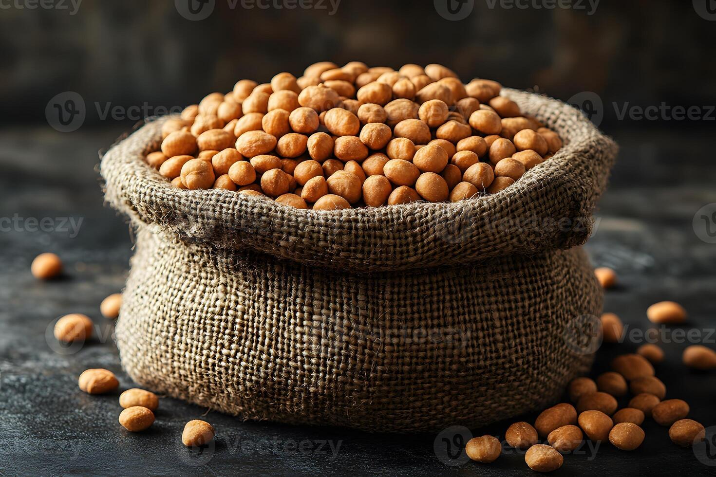 Rustic Burlap Sack of Nutrient-Rich Dried Chickpeas for Healthy Cooking and Organic Diets photo