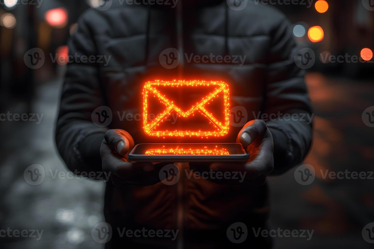 Digital Communication in Technology - Glowing Email Icon for Modern Business and Innovation photo
