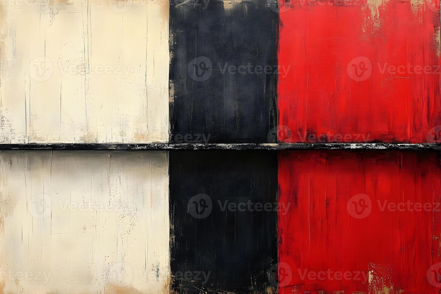 Abstract Geometric Art with Red, Black, and White Textured Quadrants for Modern Design photo