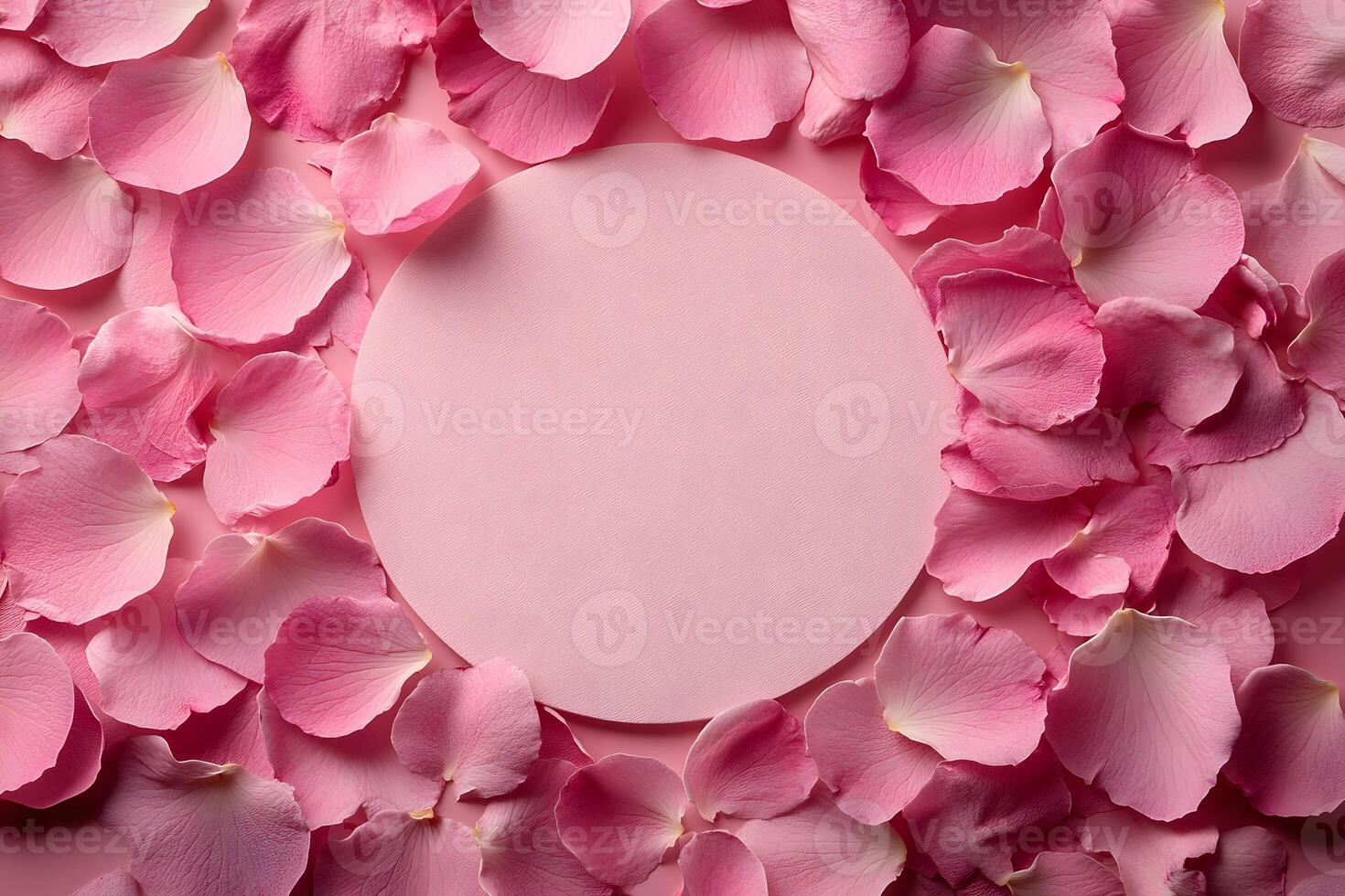 Pink Petals Frame with Circular Center - Floral Background for Design and Decor photo