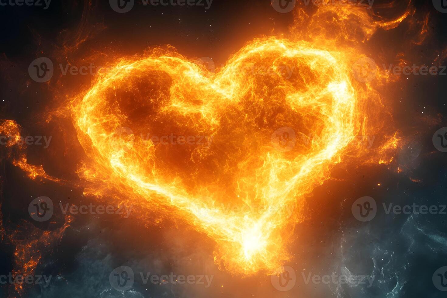 Fiery Heart Shape Passionate Love Concept for Artistic Design and Posters photo