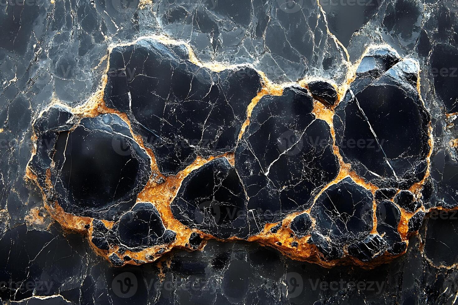 Abstract Geological Art Textured Black and Orange Stone Pattern for Interior Design and Decor photo