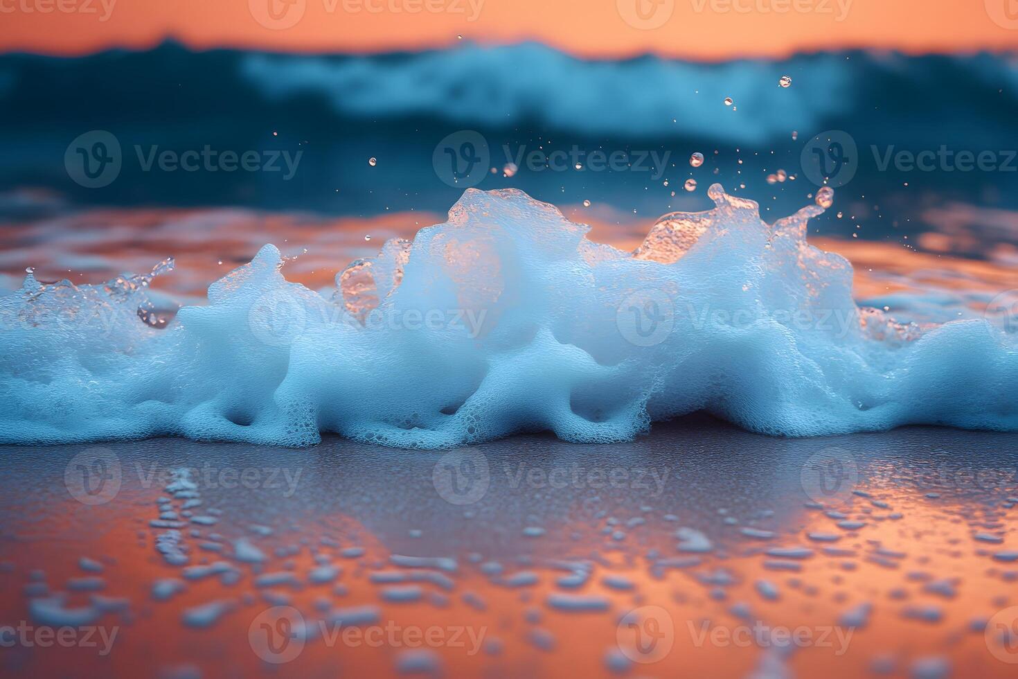 Ocean Waves at Sunset - Serene Coastal Scene for Tranquil Designs photo