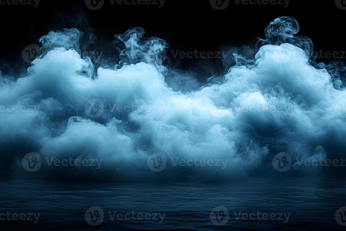 Mysterious Ethereal Blue Mist Over Water - Dreamlike Atmospheric Scene for Artistic Decoration photo