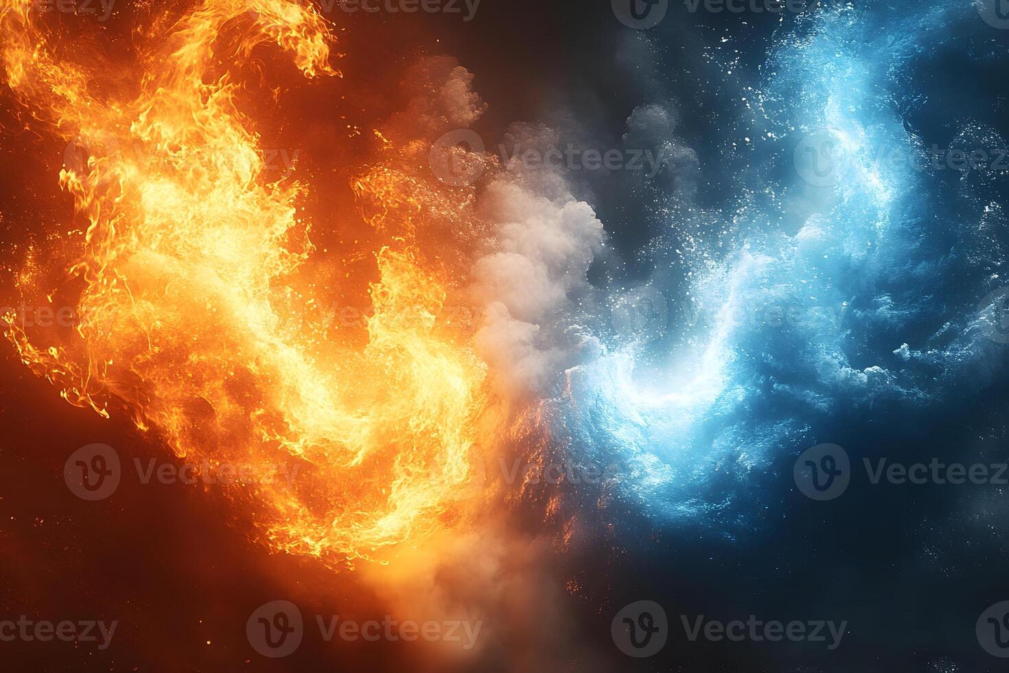Fiery and Icy Elements Clash in Dynamic Abstract Design for Art and Graphics photo