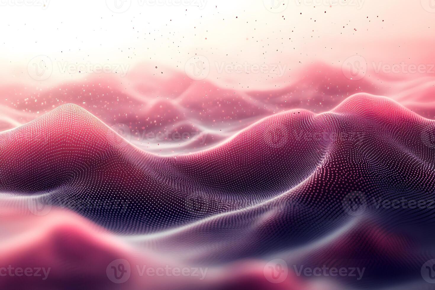 Futuristic Digital Landscape with Dynamic Waves and Glowing Particles photo