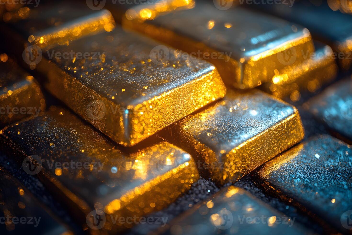 Glittering Gold Bars in Luxurious Light - Wealth and Investment Concept for Financial Design photo