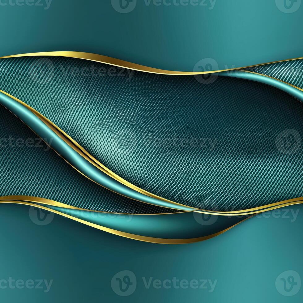 Elegant teal and gold wave pattern background for web and print designs photo