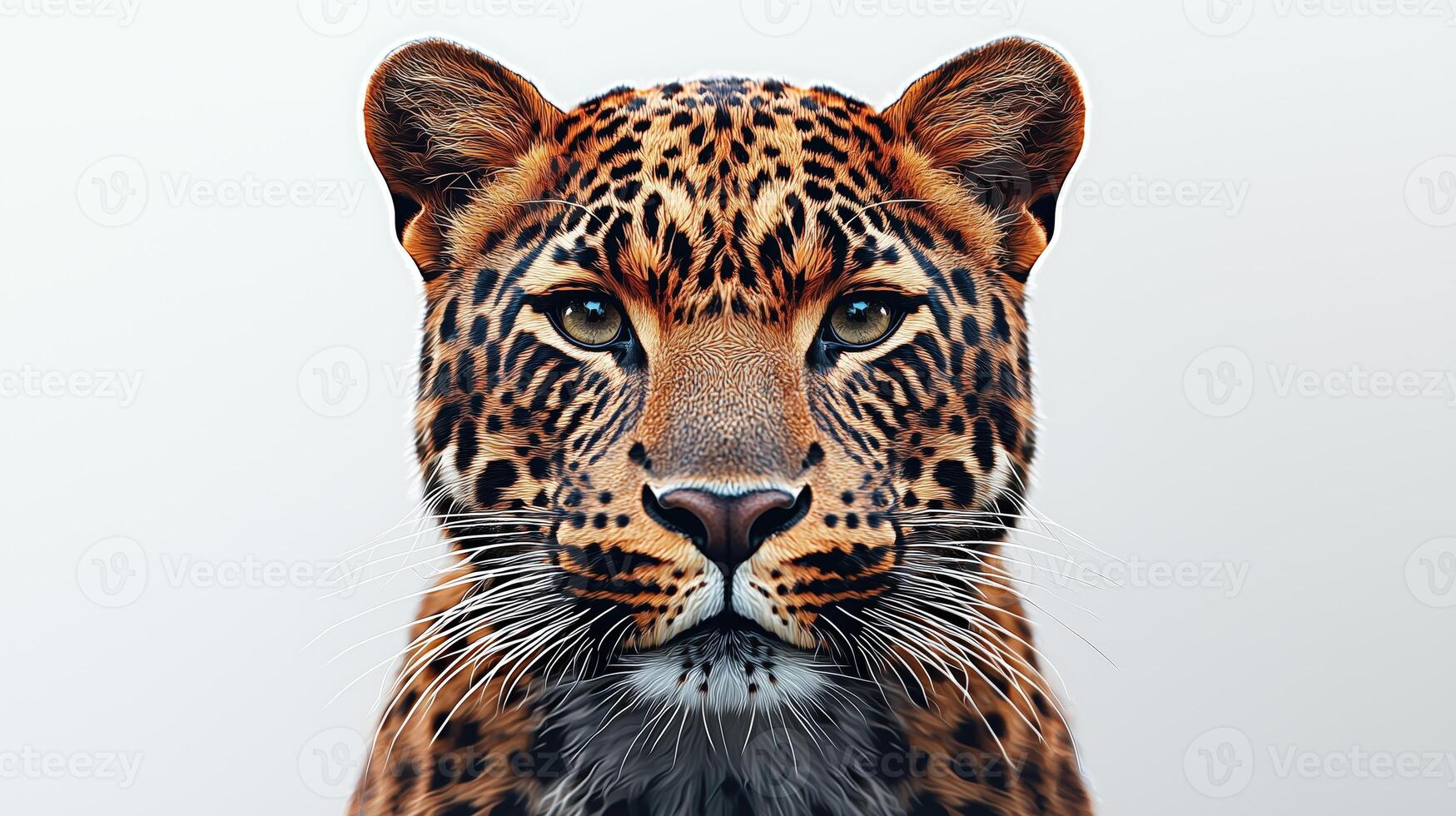 Close-up portrait of a leopard with detailed fur and captivating eyes photo