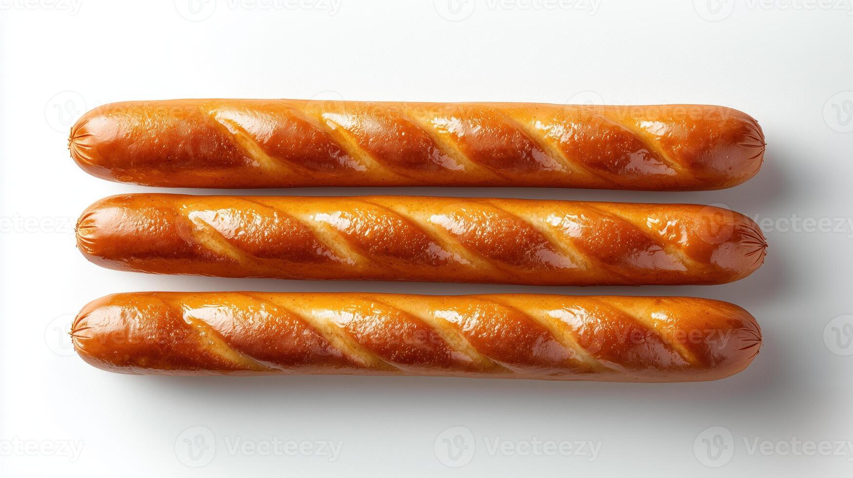 Three twisted bread sticks on a white background for culinary use photo