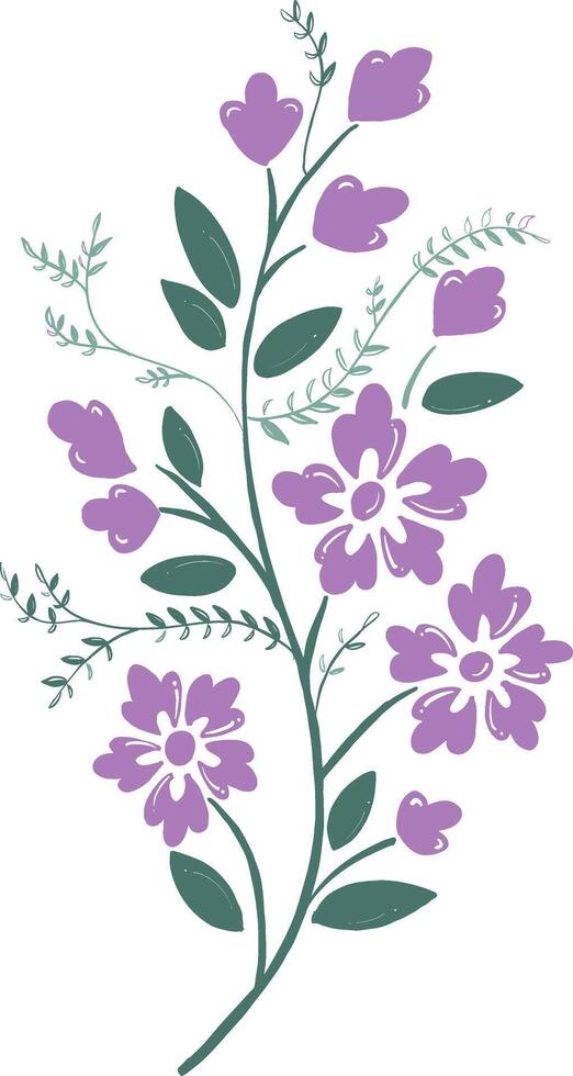Illustration of a floral background with pink and purple flowers and leaves vector