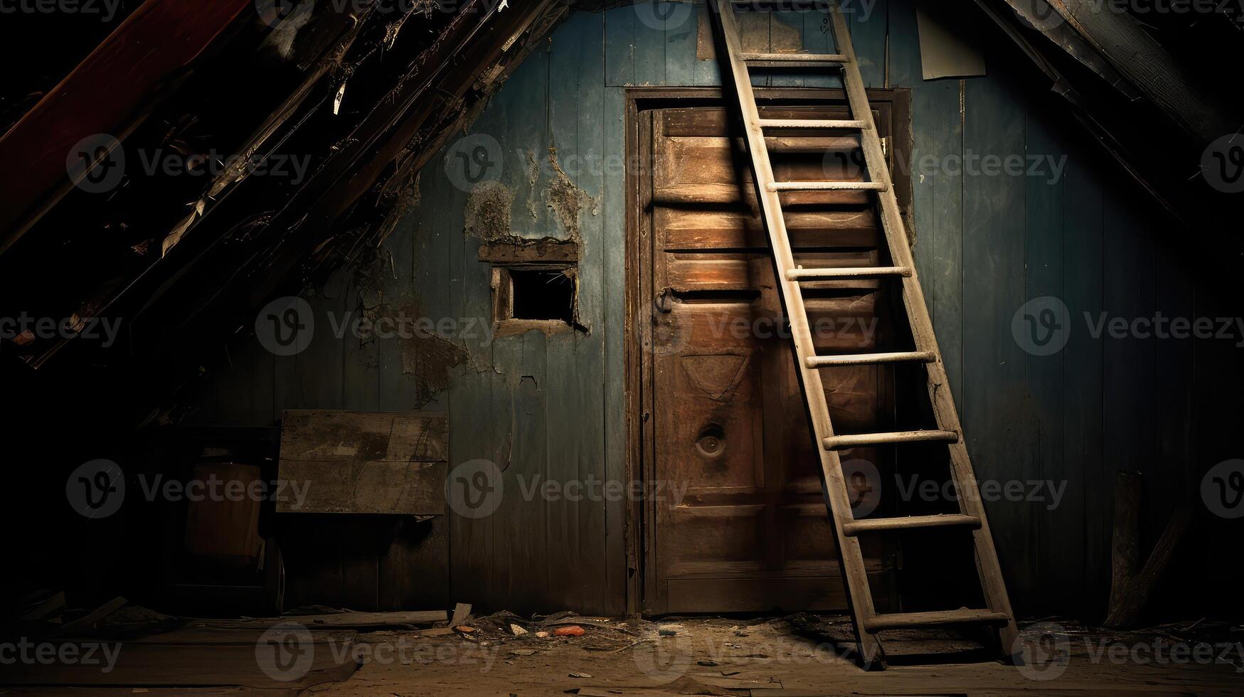 peeling attic door photo