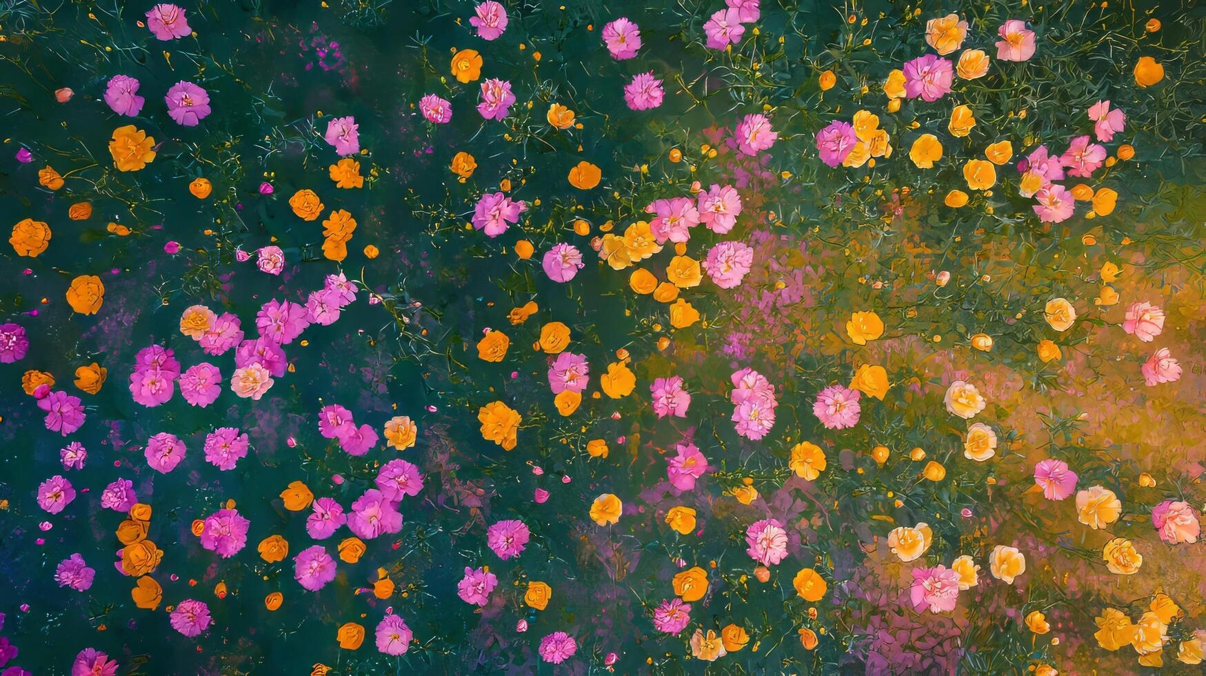 A flower field with many different colors of flowers photo