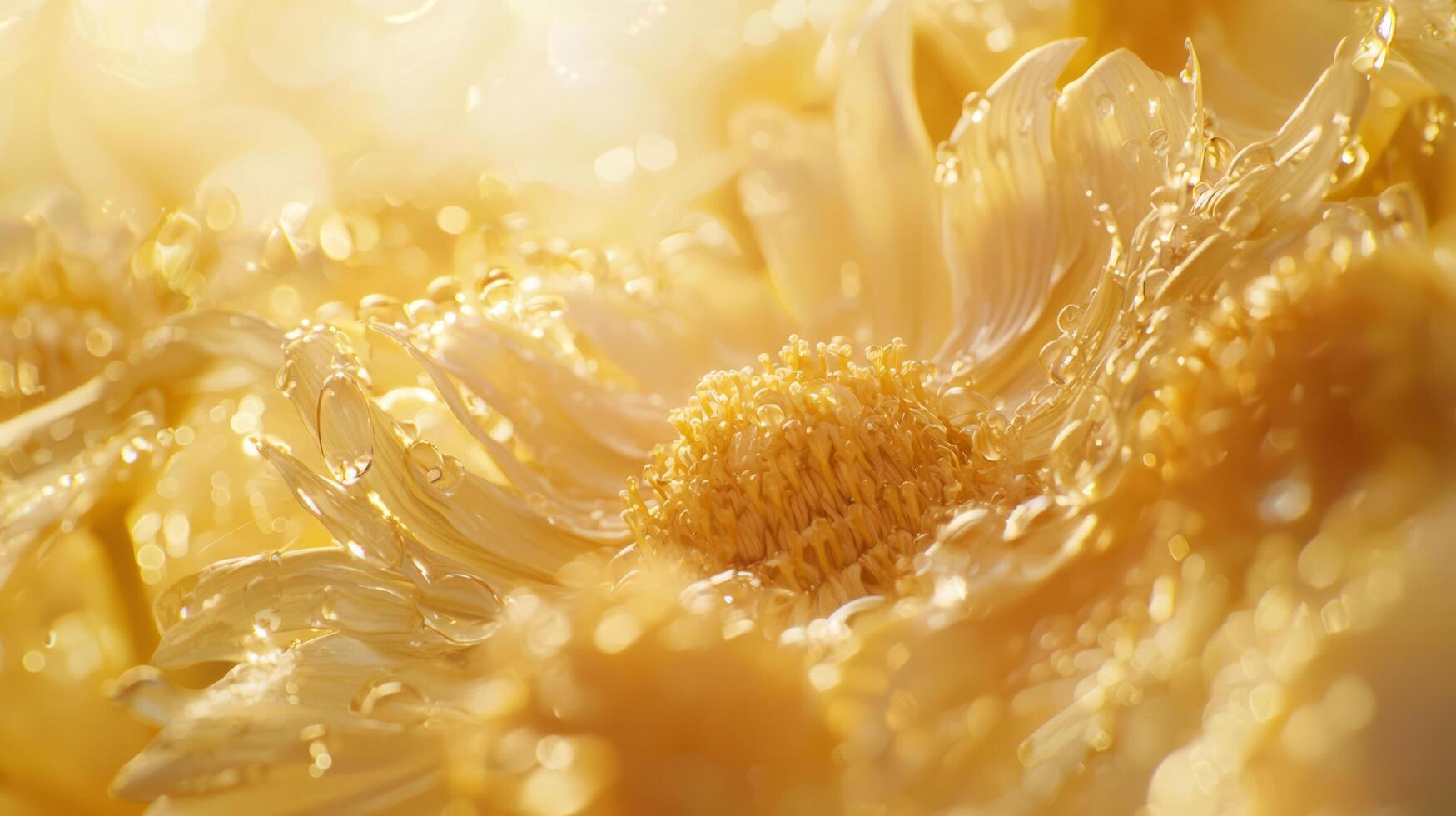 A close up of yellow flowers with water droplets photo