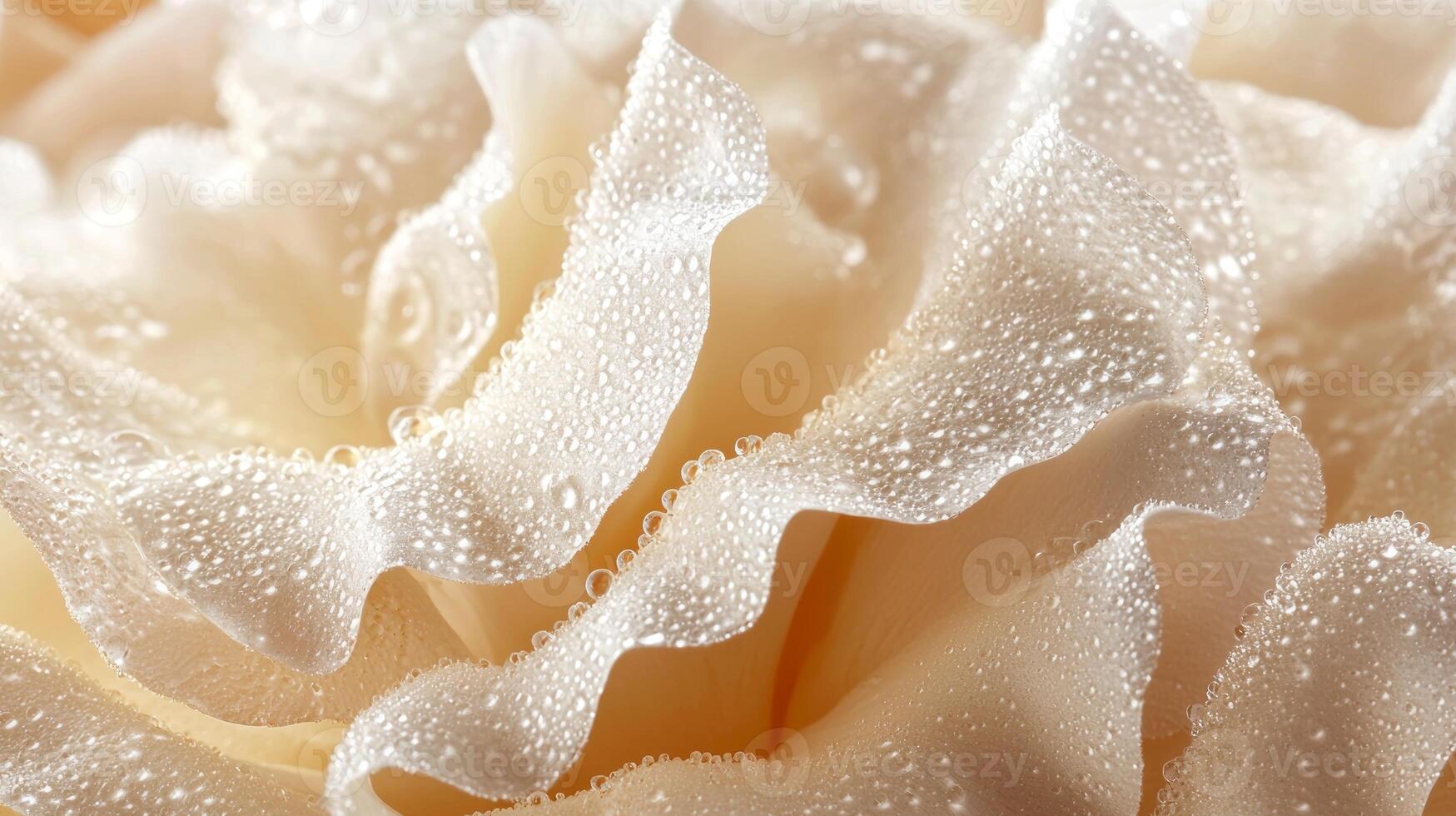 A close up of a white flower with water droplets photo