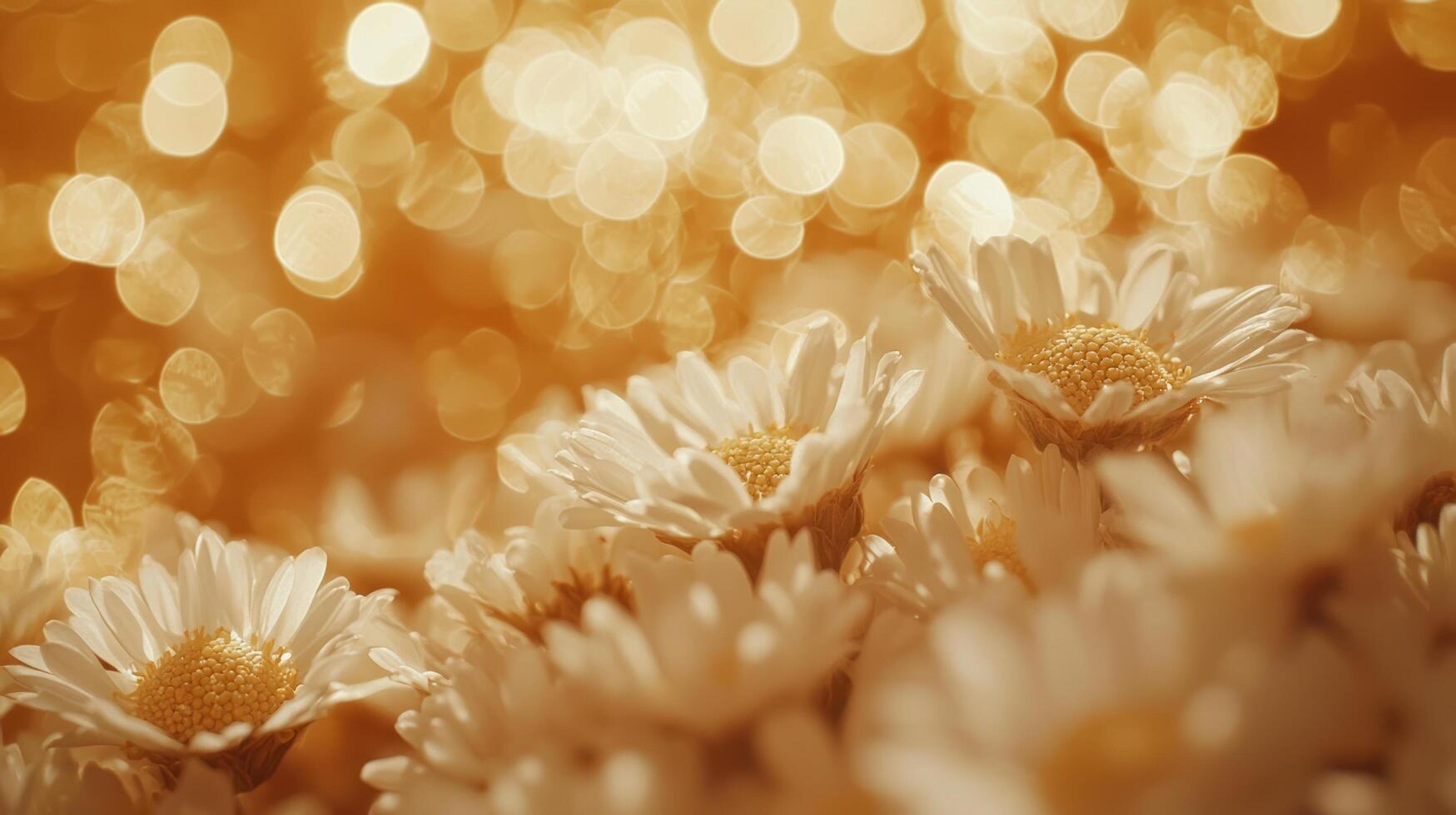 White daisies with bokeh lights in the background photo