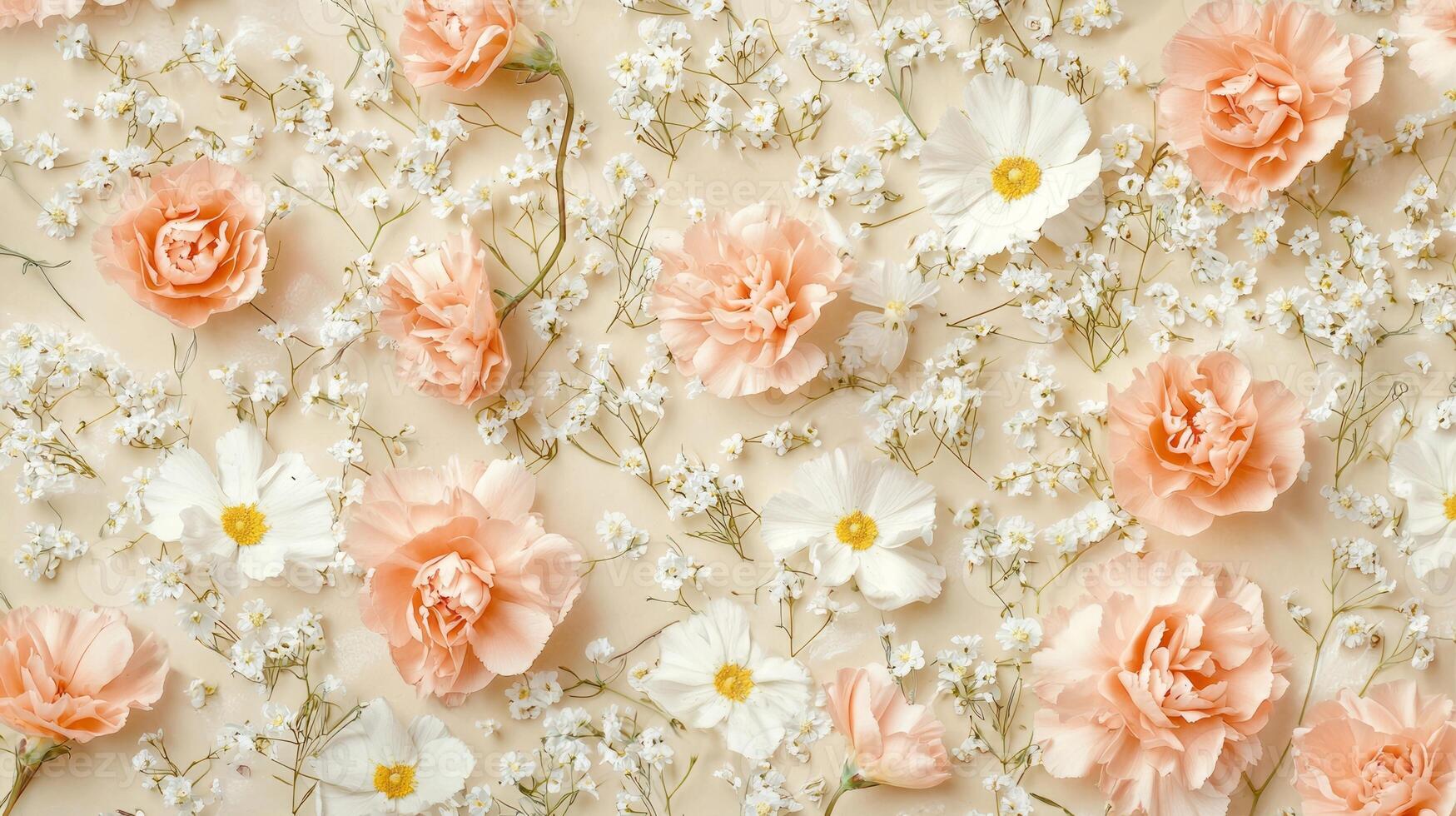 A close up of a bunch of white and pink flowers photo