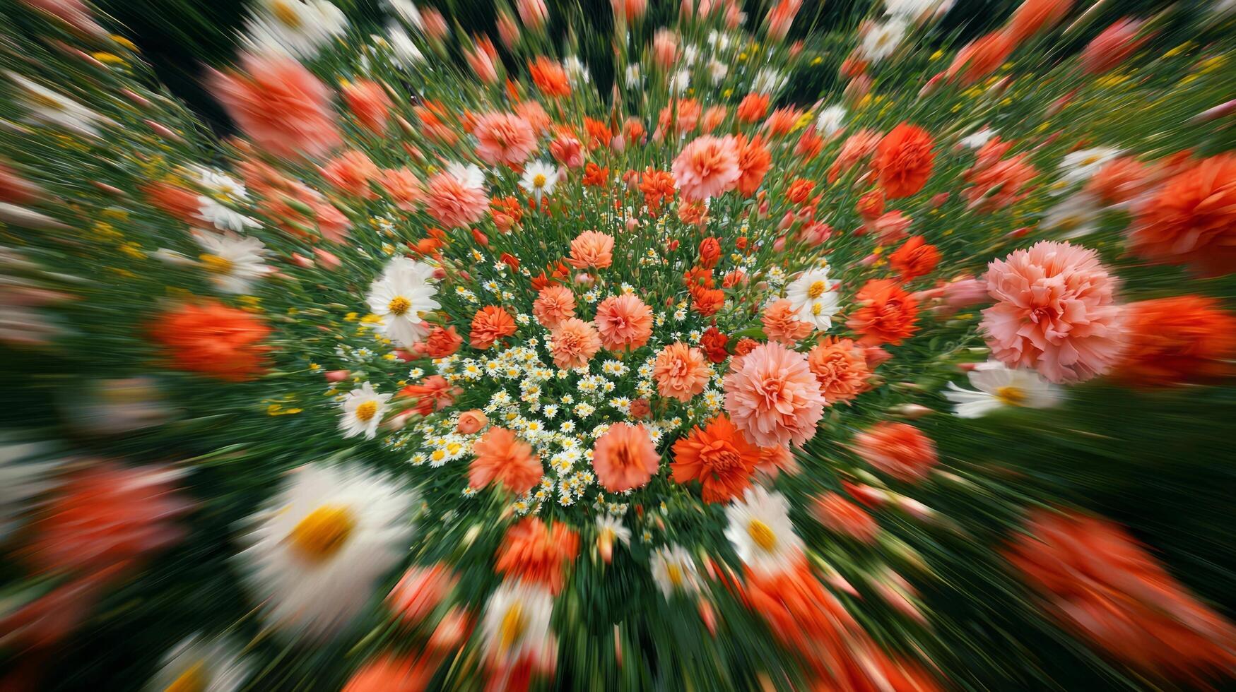 A blurry image of a field of flowers photo