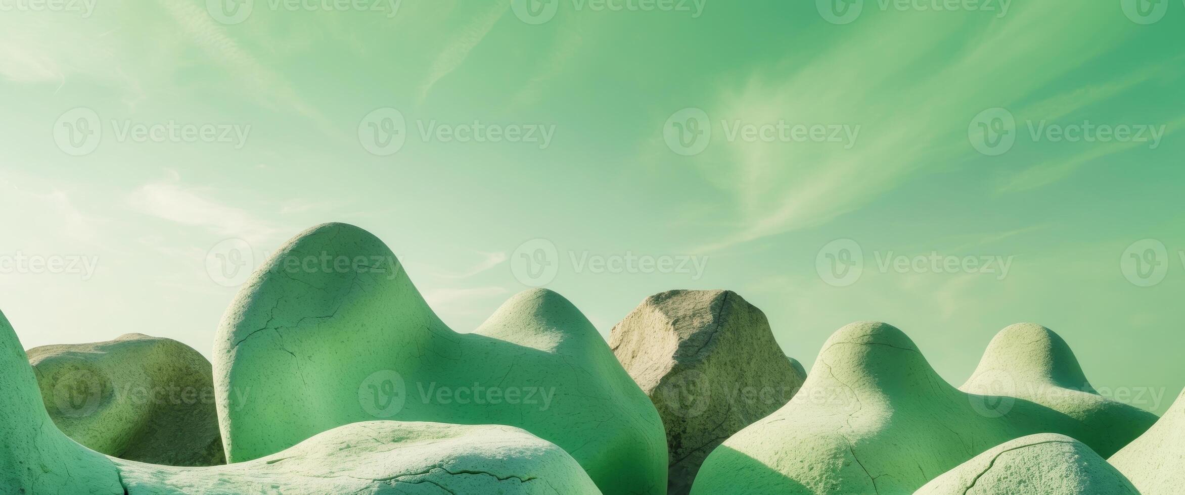 A group of rocks in the desert with a sky background photo
