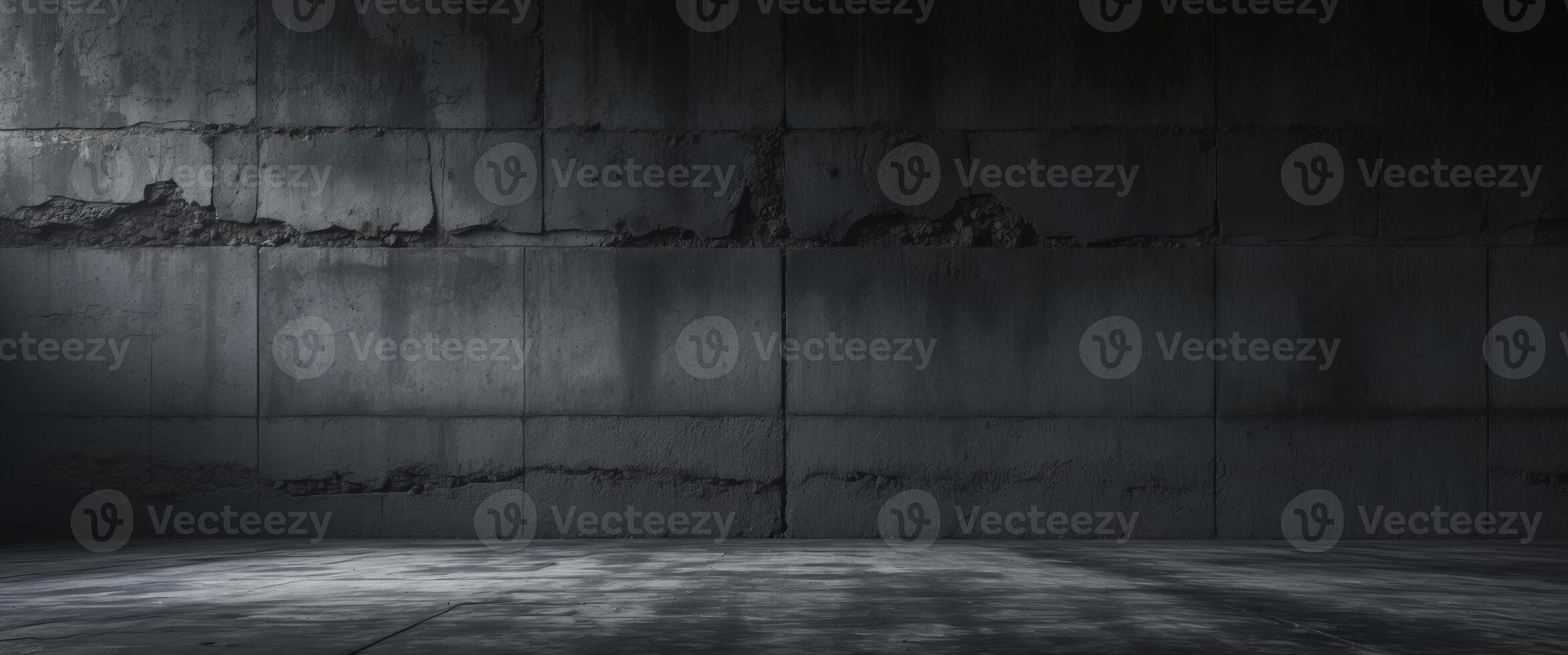 Dark Textured Concrete Wall and Floor with Moody Shadows in Minimal Industrial Space photo