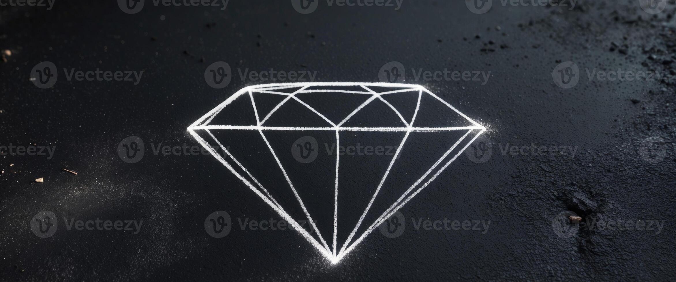 Chalk drawn diamond on a dark textured background surface. photo