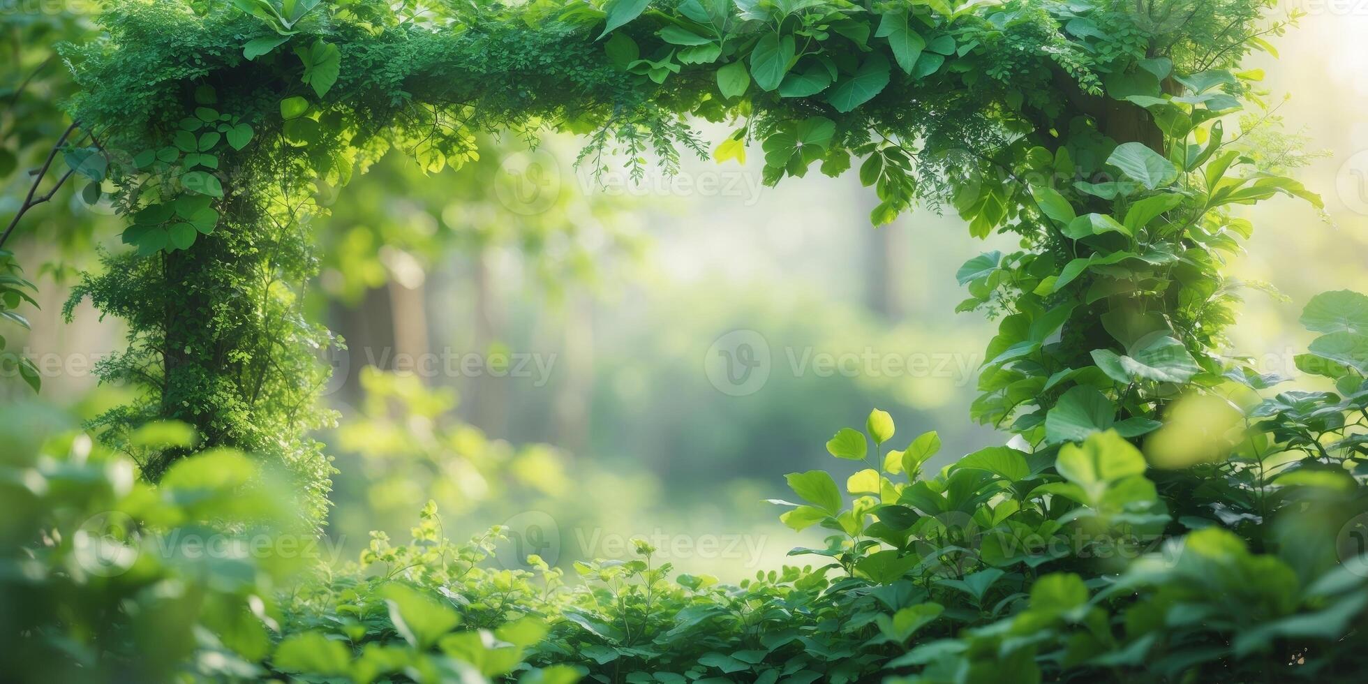 Vibrant Green Foliage Frame Creating a Natural Ambiance for Various Settings photo