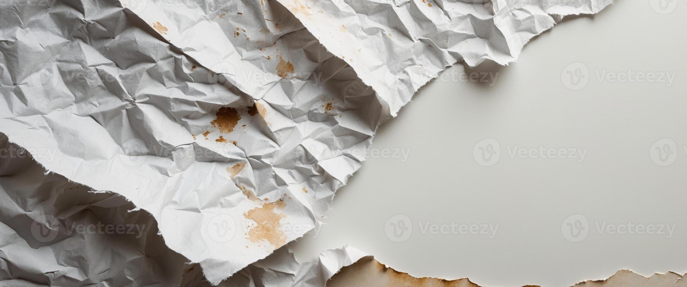 white crumpled and creased glued wrinkled paper poster texture background photo