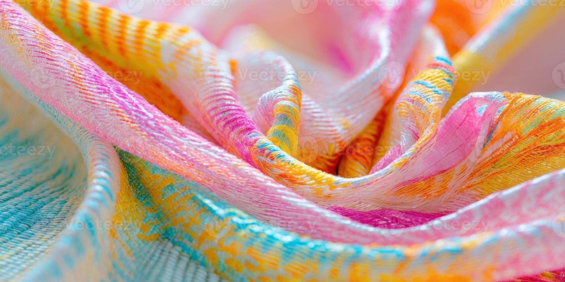 Colorful Woven Texture with Vibrant Hues and Glossy Surface photo