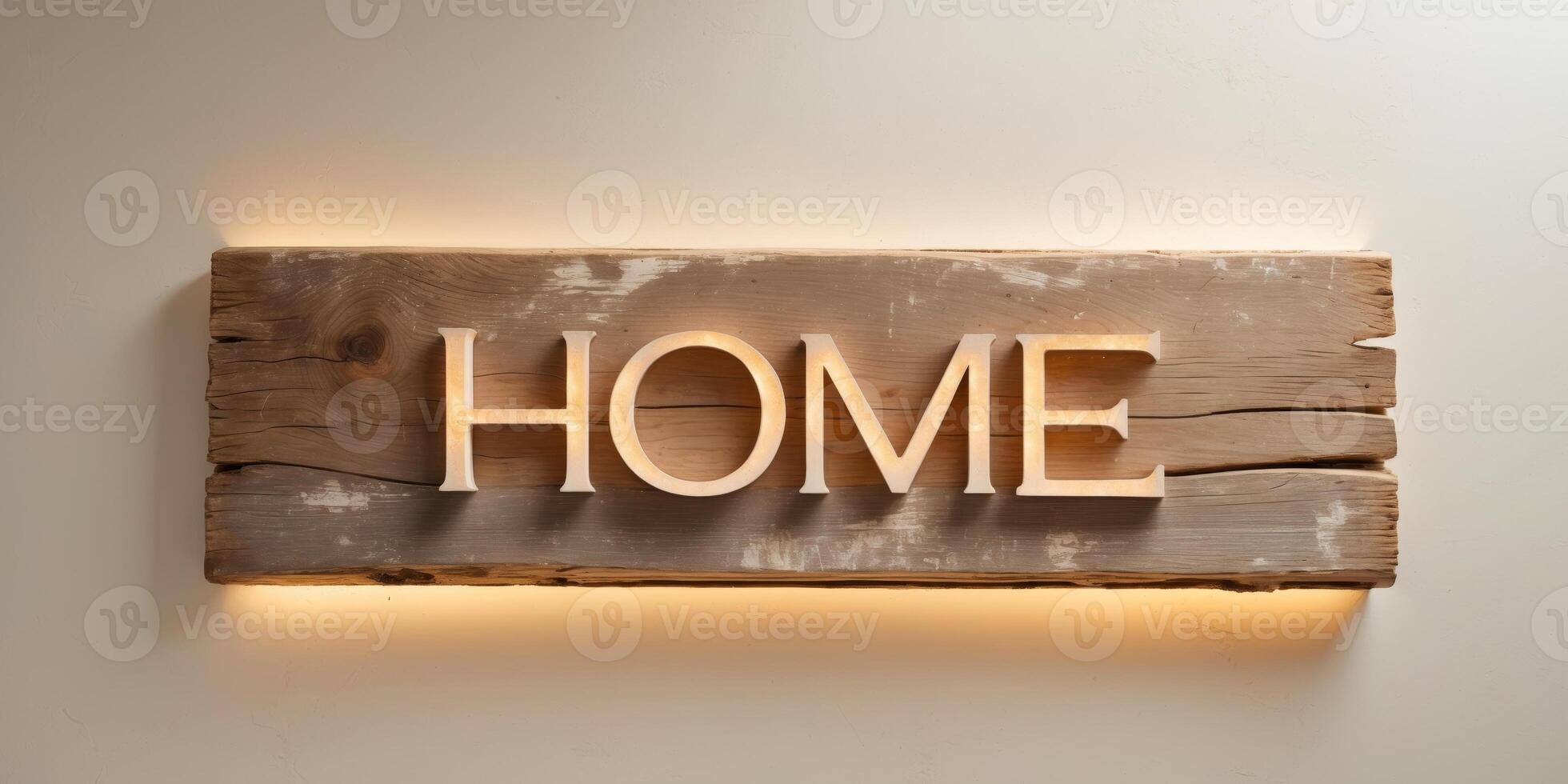 Rustic Wooden Home Sign - Charming Wall Decor. photo
