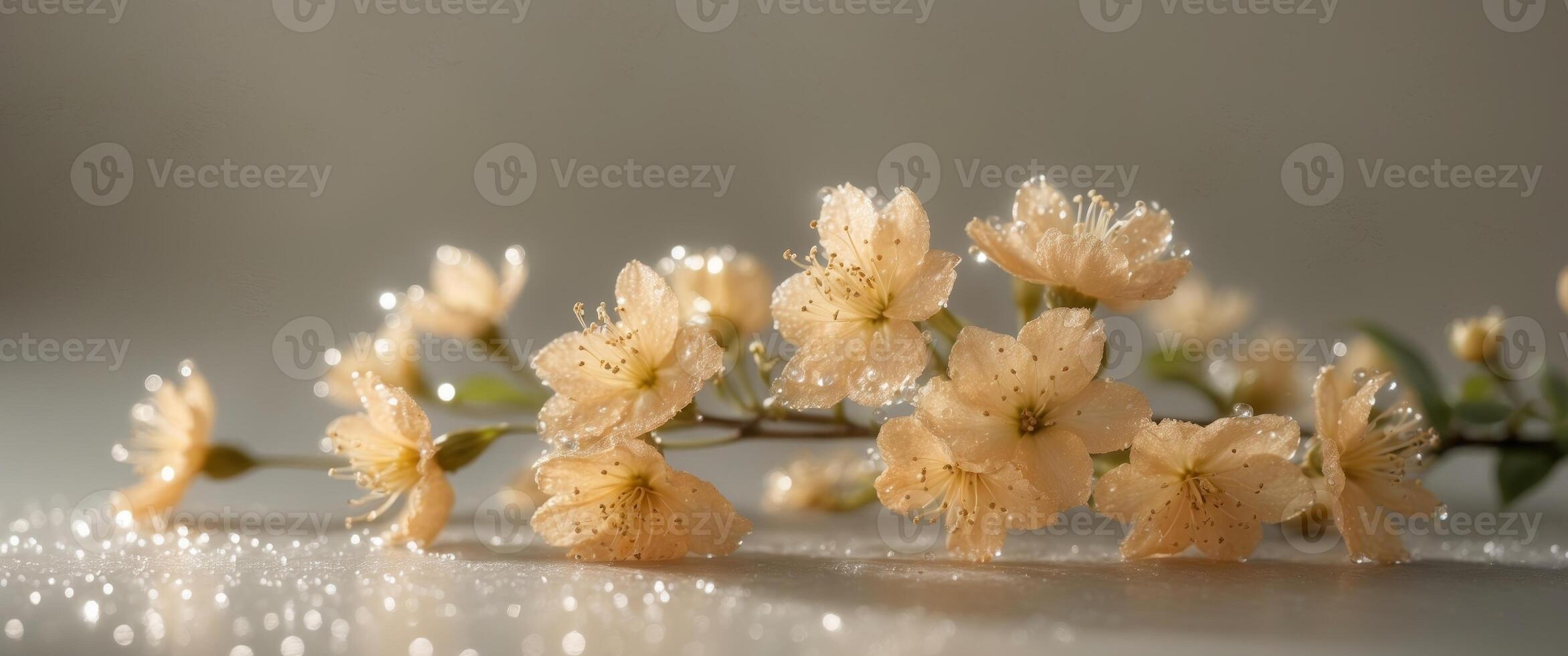Golden blooms sparkle with morning dew vibrant petals unfurling in the gentle light Nature's beauty in full display. photo