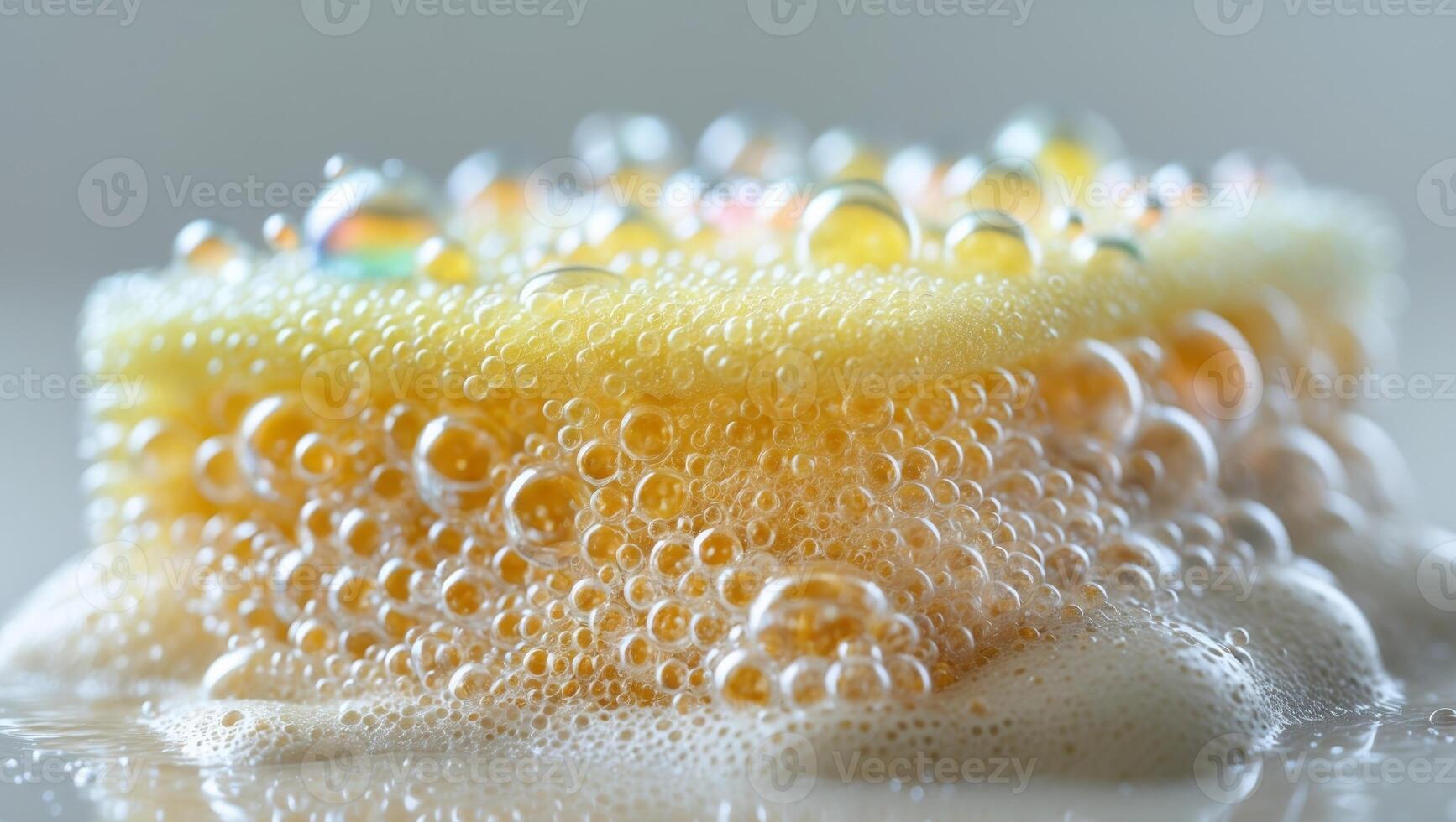 Cleaning Sponge Soaked in Suds Bubbles and Foam Close up photo