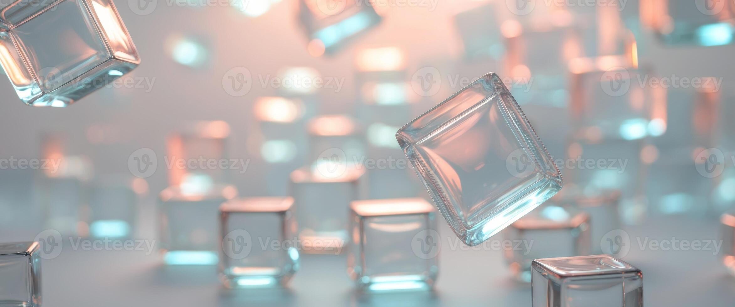 Illuminated Glass Cubes Abstract Background Design photo