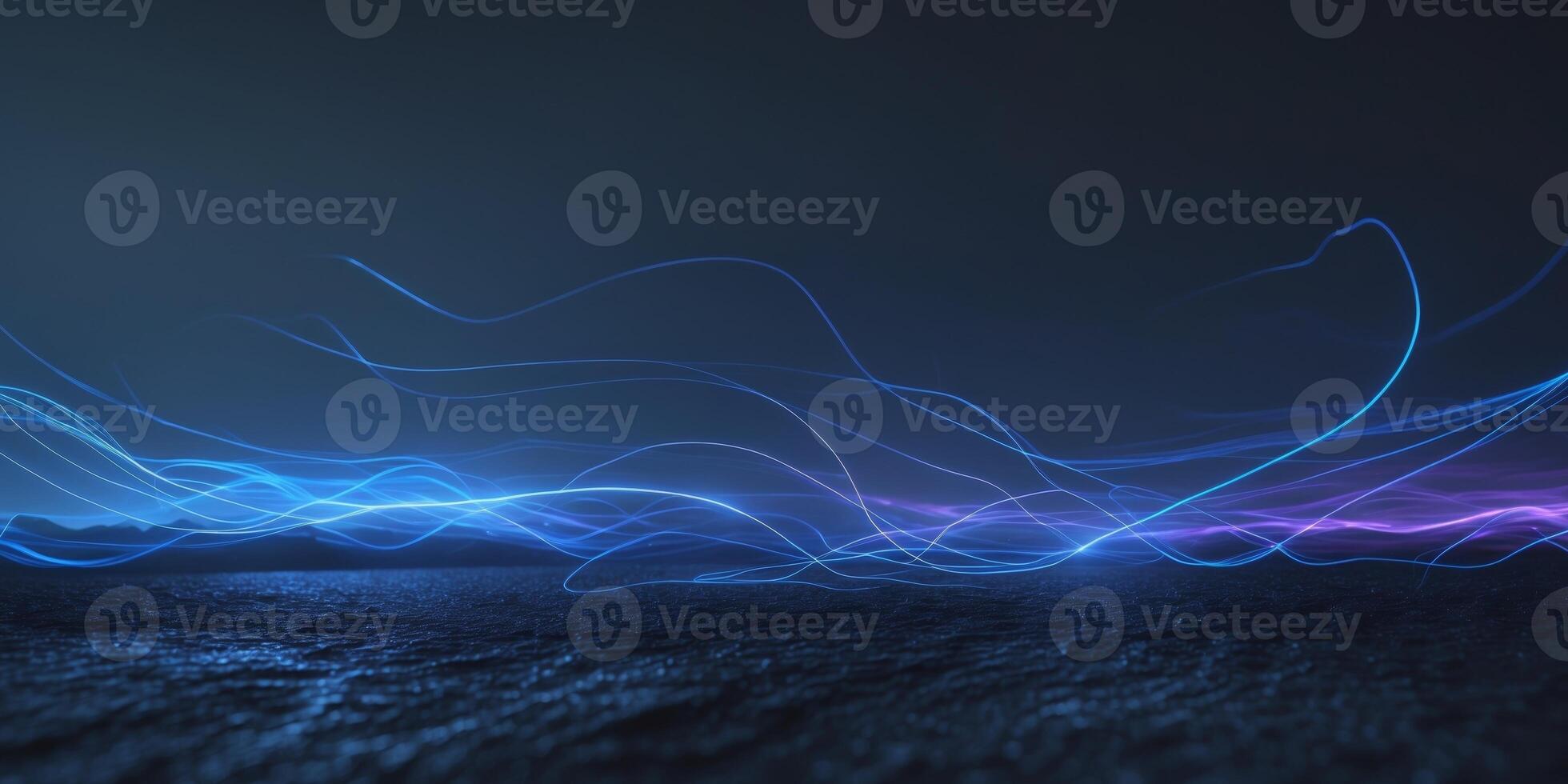 Abstract Blue Light Streaks Background - Dark Moody Night Sky Texture photo