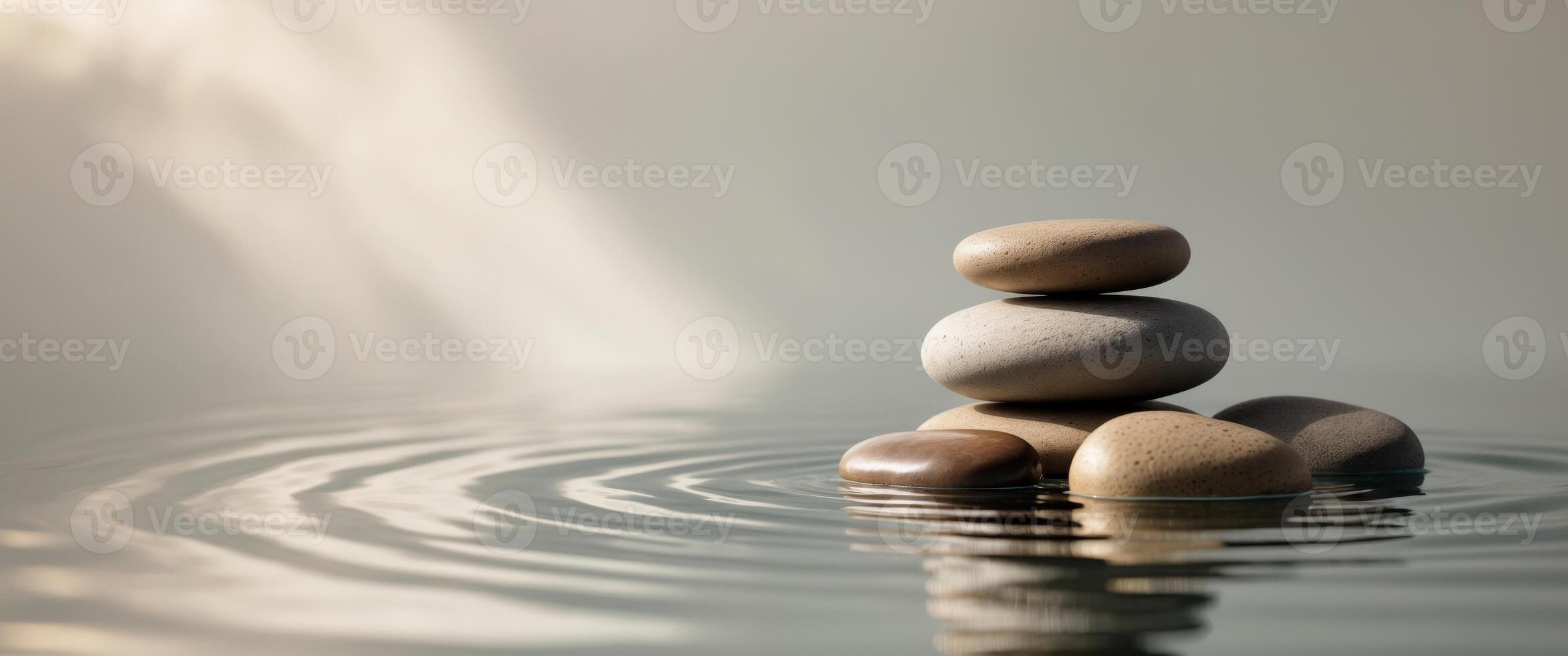 Wellness Stones in Still Water for Meditation and Relaxation. photo