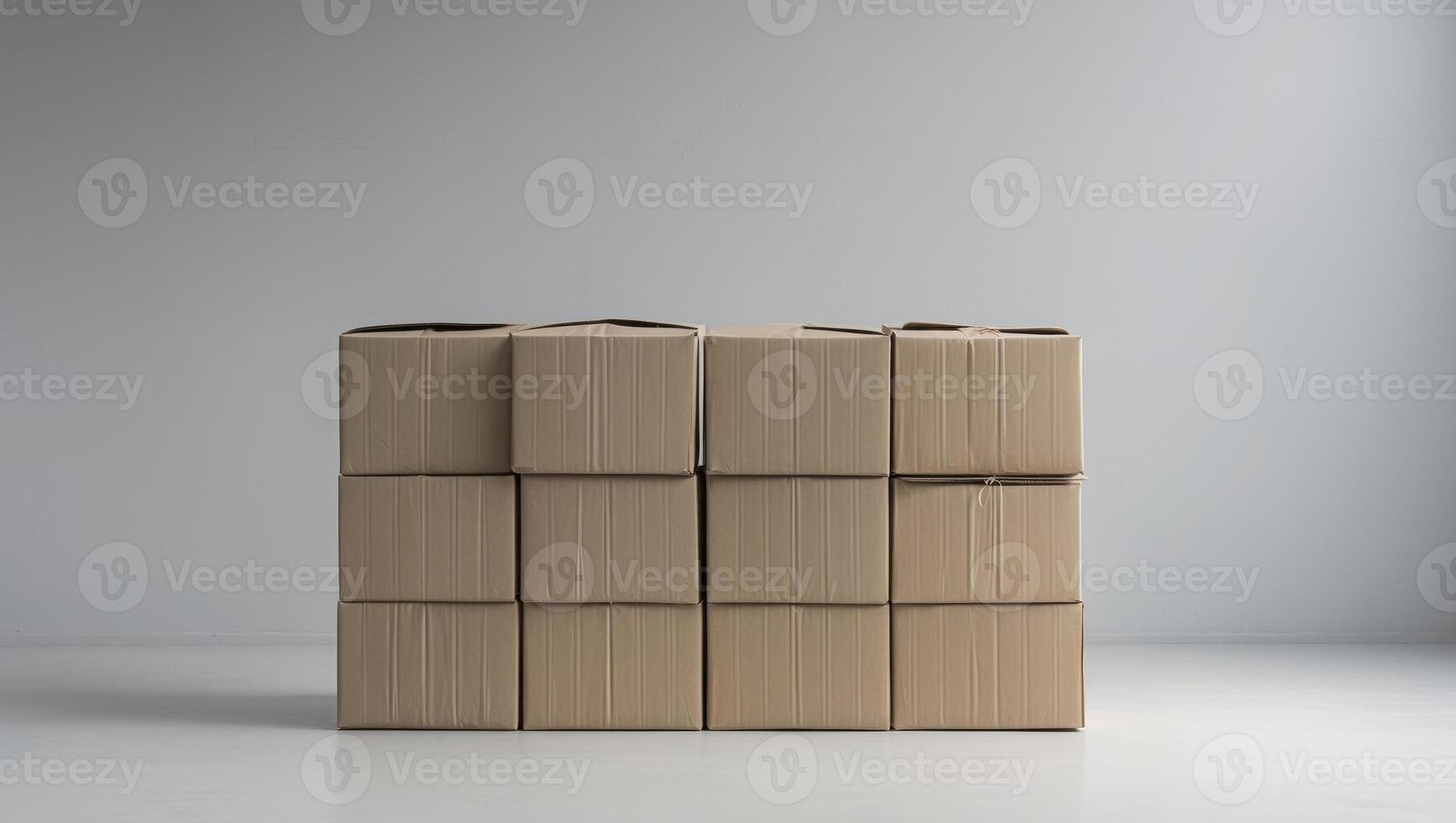 A stack of cardboard boxes in a minimal style. photo