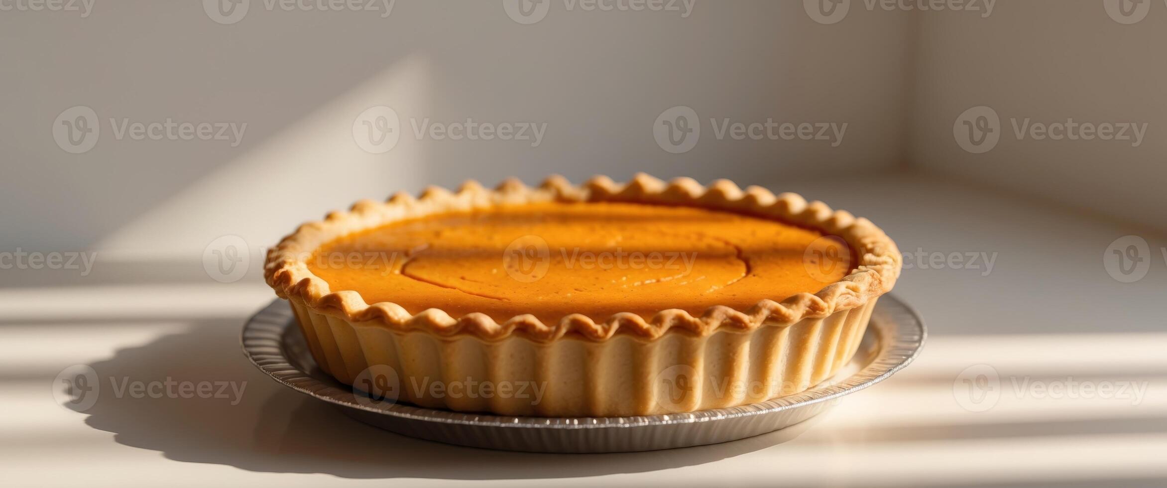 delectable pumpkin pie with a fluted crust and vibrant filling photo