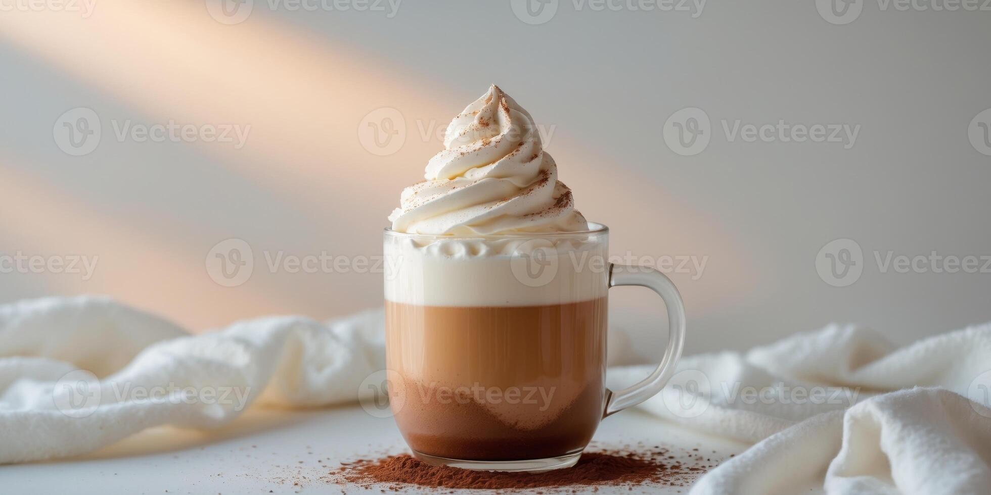 Warm Holiday Beverage with Whipped Cream and Cocoa in a Festive Setting photo