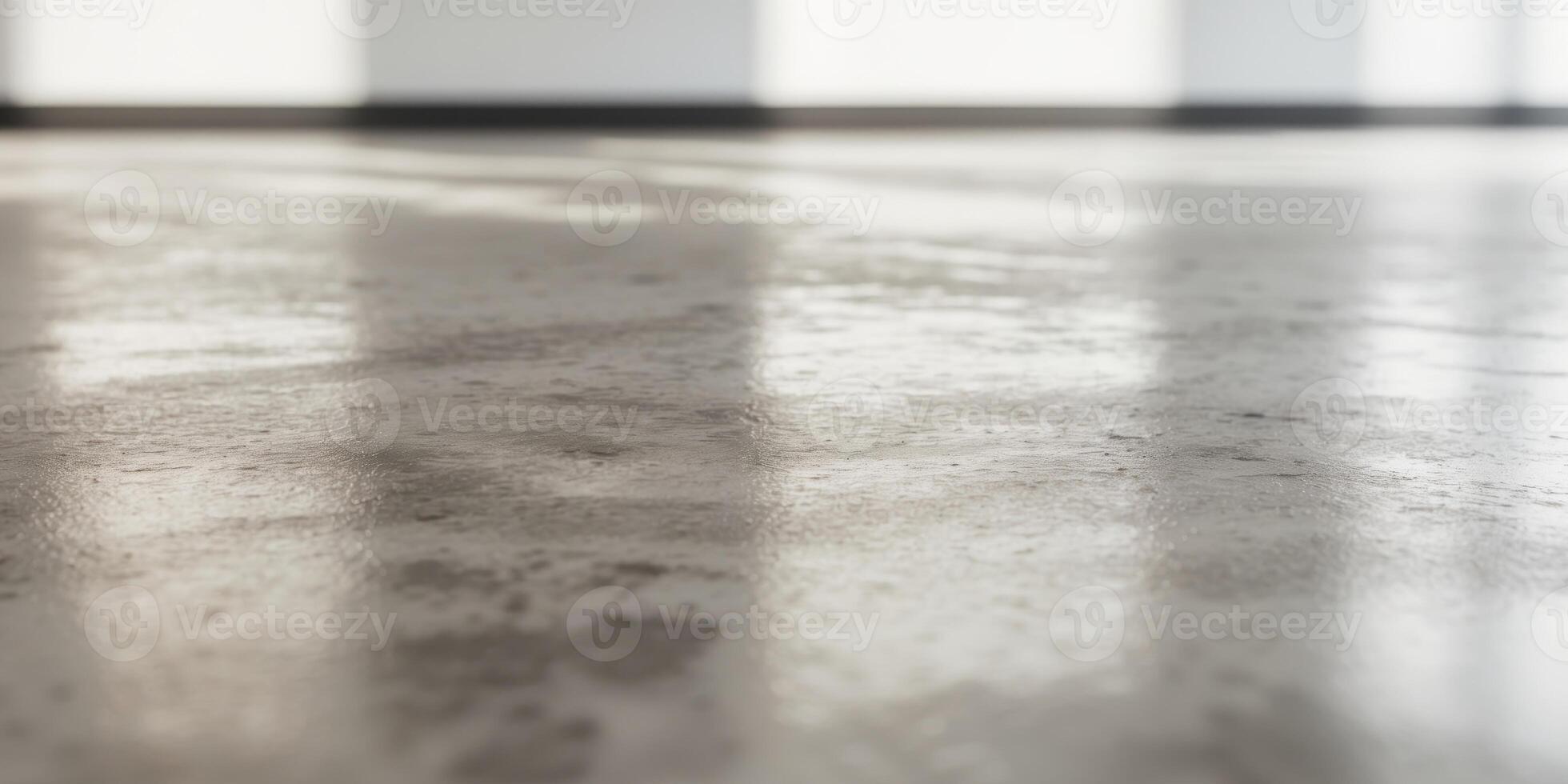 Polished Concrete Floor Reflecting Light. photo