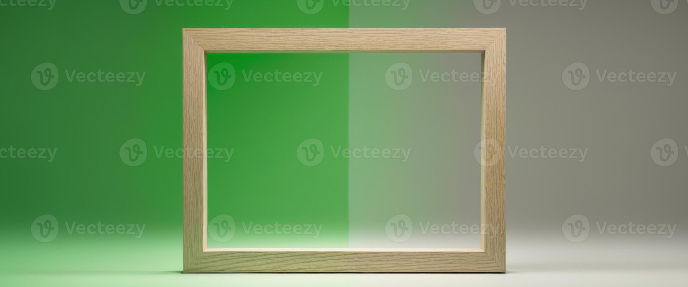 Wooden Picture Frame with Green Screen Ready for Your Artwork photo