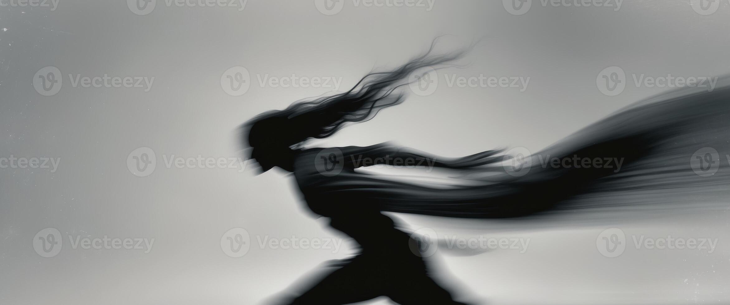 Abstract Black Figure in Motion Transforming. photo