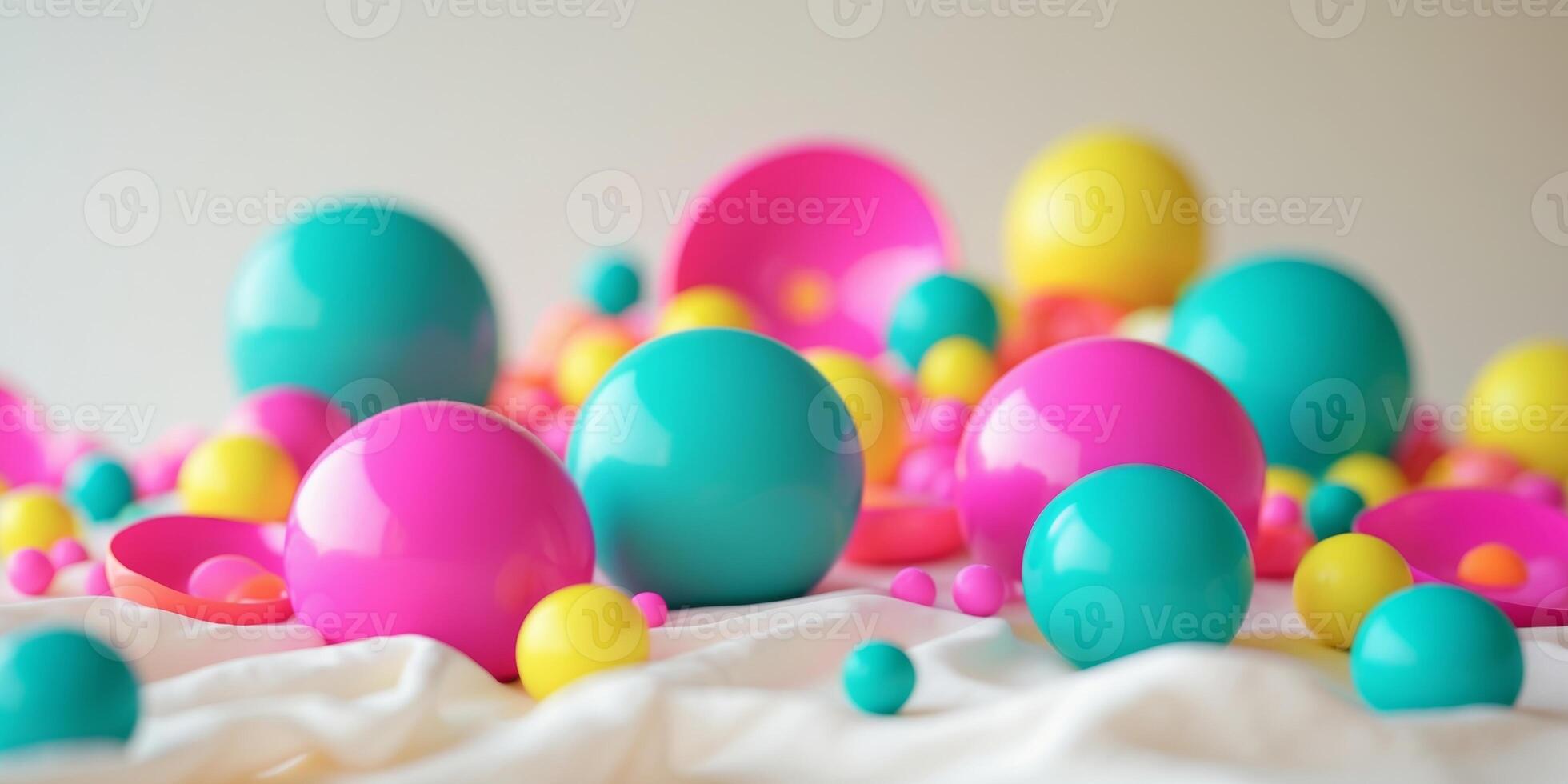 Colorful Decorative Circles and Spheres in Vibrant Hues on a Soft Background for Creative Design Projects. photo